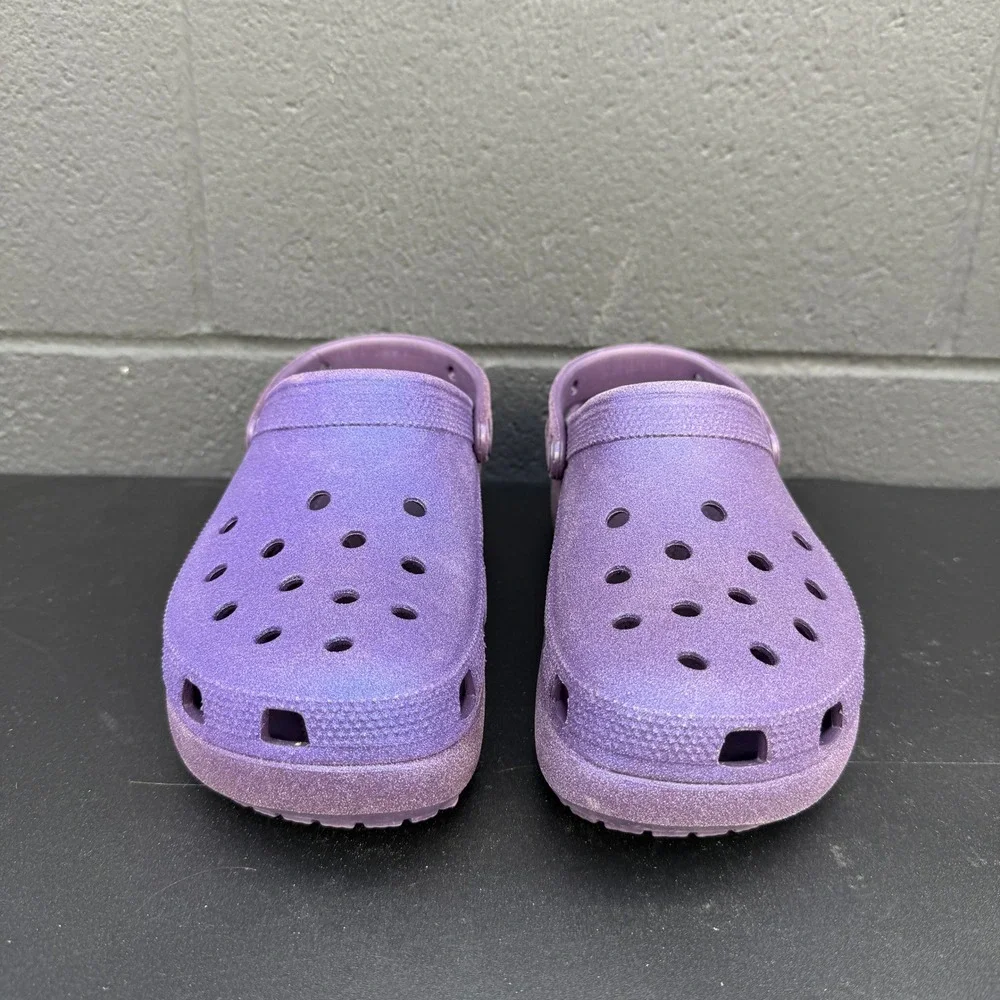 Crocs Women's Classic Platform Glitter Clog US 10 Dark Iris 207241-5AS Sandals - Picture 3 of 6